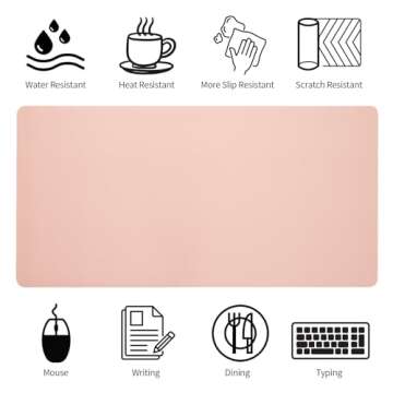 Stylish Pink Desk Mat - Waterproof, Non-Slip & Large Size
