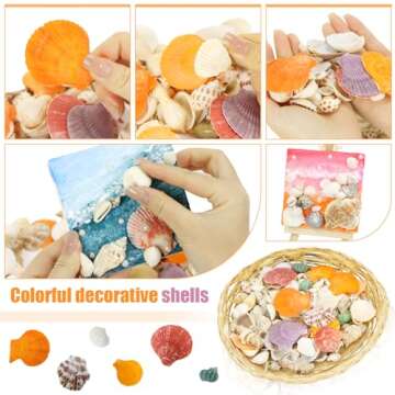 WEOXPR Mixed Sea Shells, 100+ Pcs Beach Seashells Starfish, Various Sizes Ocean Seashells for Fish T...