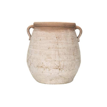 Large Orange Whitewashed Terracotta Urn for Home Decor