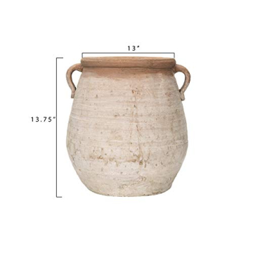 Large Orange Whitewashed Terracotta Urn for Home Decor