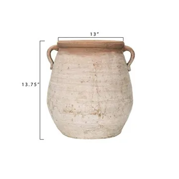 Large Orange Whitewashed Terracotta Urn for Home Decor