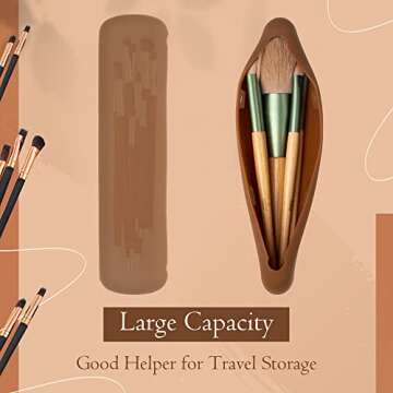 MOTZU Makeup Brush Case, Travel Brushes Holder, Silicone Portable Cosmetic Face Brushes Bag, High Capacity Storage Waterproof Soft and Flexibility Makeups Tools Organizer Case for Women and Girls