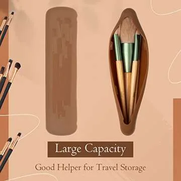 MOTZU Makeup Brush Case, Travel Brushes Holder, Silicone Portable Cosmetic Face Brushes Bag, High Capacity Storage Waterproof Soft and Flexibility Makeups Tools Organizer Case for Women and Girls