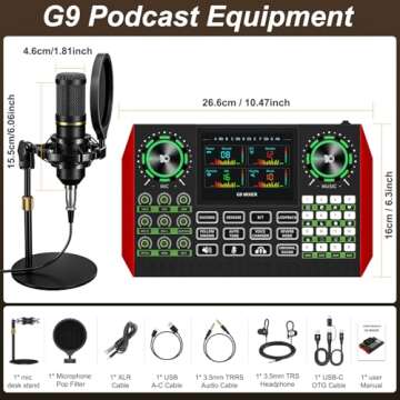neculogy G9 Podcast Equipment Bundle, BM-800 Condenser with Voice Changer, Recording Studio Package ...
