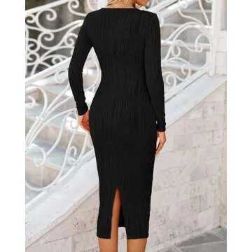 PRETTYGARDEN Women's Square Neck Bodycon Dress for Fall