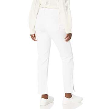 The Drop Women's White Ian Mid Rise Relaxed Straight With Side Slit Detail, 27