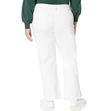 The Drop Women's White Ian Mid Rise Relaxed Straight With Side Slit Detail, 27