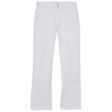 The Drop Women's White Ian Mid Rise Relaxed Straight With Side Slit Detail, 27