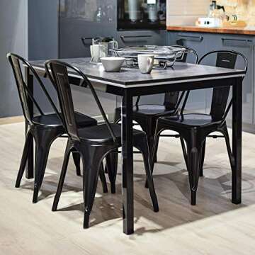 Yaheetech Iron Metal Dining Chairs Stackable Side Chairs Tolix Bar Chairs with Back Indoor/Outdoor C...