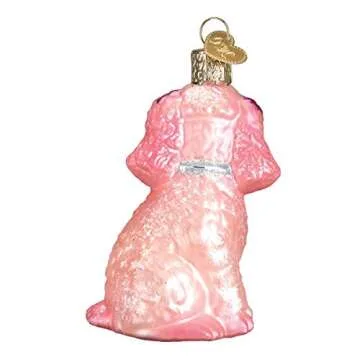 Old World Christmas Glass Blown Pink Poodle Ornament