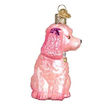Old World Christmas Glass Blown Pink Poodle Ornament