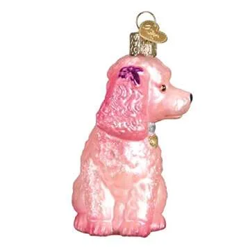 Old World Christmas Glass Blown Pink Poodle Ornament