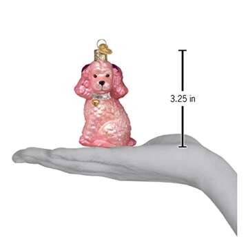 Old World Christmas Glass Blown Pink Poodle Ornament