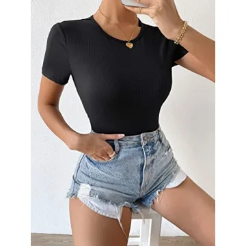 GORGLITTER Women's Tie Back Cropped Tee for Chic Style