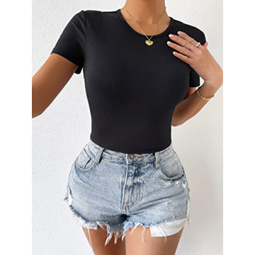 GORGLITTER Women's Tie Back Cropped Tee for Chic Style