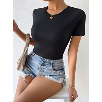 GORGLITTER Women's Tie Back Cropped Tee for Chic Style