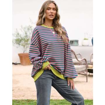 Trendy UEU Oversized Striped Sweatshirt for Women
