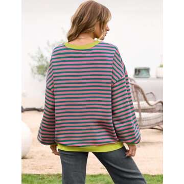 Trendy UEU Oversized Striped Sweatshirt for Women