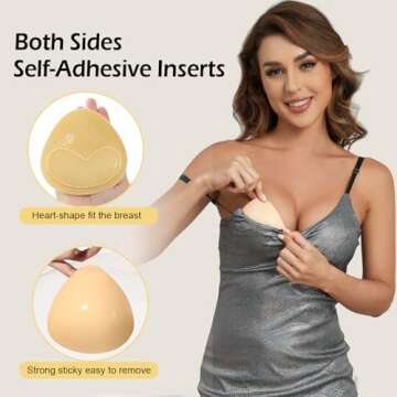 DEPOVOR Double-Sided Sticky Bra Pads Inserts Bikini Padding Inserts Push Up Bra Inserts for Swimsuits Sports Bra