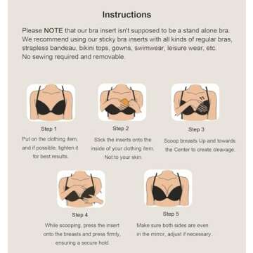 DEPOVOR Double-Sided Sticky Bra Pads Inserts Bikini Padding Inserts Push Up Bra Inserts for Swimsuits Sports Bra