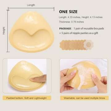 DEPOVOR Double-Sided Sticky Bra Pads Inserts Bikini Padding Inserts Push Up Bra Inserts for Swimsuits Sports Bra