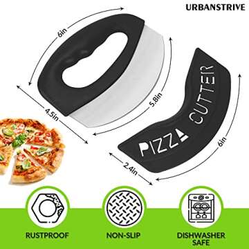 Urbanstrive Heavy Duty Stainless Steel Pizza Cutter with Cover, Super Sharp Blade Pizza Knife Pizza ...