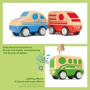 Wanborns 3pcs Wooden Toy Cars Set for Toddlers
