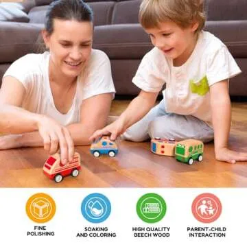 Wanborns 3pcs Wooden Toy Cars Set for Toddlers