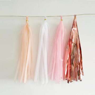 20PCS Shiny Tassel Garland Tissue Paper Tassel Banner,Table Decor,Tassels Party Decor Supplies for W...