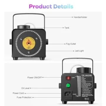 Fansteck 500W Fog Machine with LED Lights & Remote