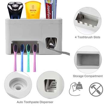 Toothpaste Dispenser Toothbrush Holder Set,3-in-1 Wall Mounted Toothbrush Holder Toothpaste Squeezer...