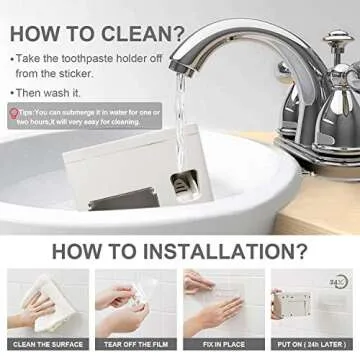 Toothpaste Dispenser Toothbrush Holder Set,3-in-1 Wall Mounted Toothbrush Holder Toothpaste Squeezer with Storage Grids Set Wall Mounted Bathroom