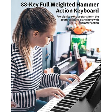Bfgxuoo 88 Key Digital Piano Keyboard with Weighted Hammer Action