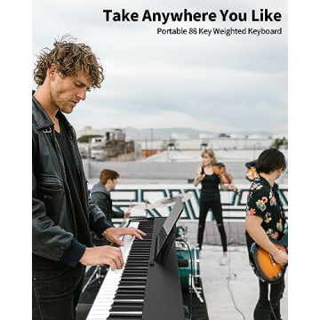 Bfgxuoo 88 Key Digital Piano Keyboard with Weighted Hammer Action