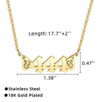 Angel Number Butterfly Wings Necklace for Women