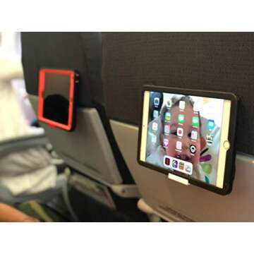 The SkyClip Airplane Cell Phone Back of Seat Inflight Tray Table Clip and Sturdy Phone Stand, Compatible with iPhone, Android, Tablets, and Readers, Travel Must Have (Black 2 Pack)