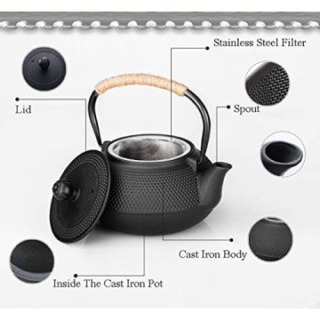 HwaGui Japanese Cast Iron Teapot with Infuser for Perfect Tea