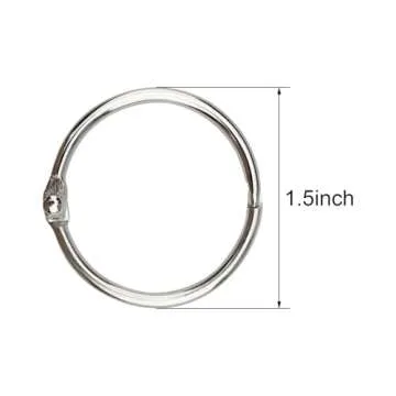 KTOJOY 1.5 Inch (20 Pack) Loose Leaf Binder Book Rings, with Metal Nickel Plated for Key,and Index Cards, for School, Home, or Office, Silver