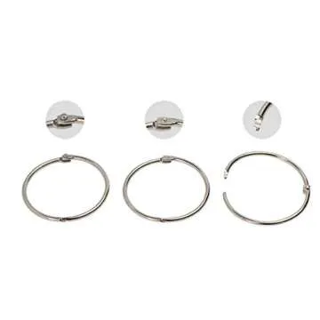 KTOJOY 1.5 Inch (20 Pack) Loose Leaf Binder Book Rings, with Metal Nickel Plated for Key,and Index Cards, for School, Home, or Office, Silver