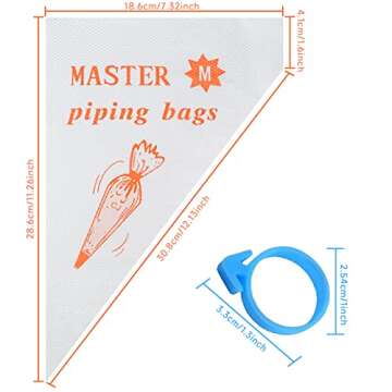 LABOTA Piping Bags Disposable, 200 PCS 12 Inch Pastry Bags for Icing