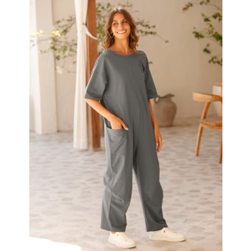 Lentta Casual Jumpsuit Stretchy One Piece Short Sleeve