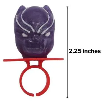 Imaginings 3 Marvel Lollipop Rings Individually Wrapped Candy Spider-Man Iron Man Black Panther Character Shaped Suckers 18 Count