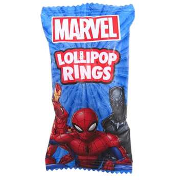 Imaginings 3 Marvel Lollipop Rings Individually Wrapped Candy Spider-Man Iron Man Black Panther Character Shaped Suckers 18 Count