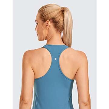 CRZ YOGA Racerback Workout Tank Tops for Women Long Athletic Yoga Tops Sleeveless Shirts Slim Fit