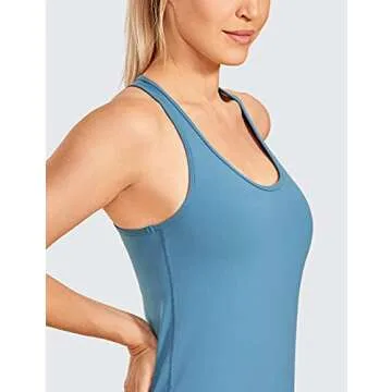 CRZ YOGA Racerback Workout Tank Tops for Women Long Athletic Yoga Tops Sleeveless Shirts Slim Fit