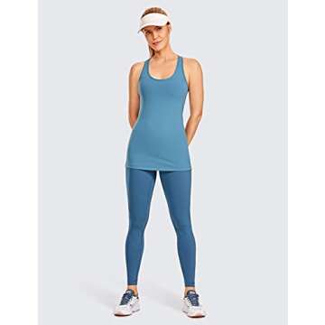 CRZ YOGA Racerback Workout Tank Tops for Women Long Athletic Yoga Tops Sleeveless Shirts Slim Fit