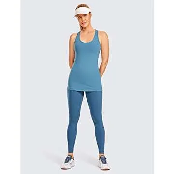 CRZ YOGA Racerback Workout Tank Tops for Women Long Athletic Yoga Tops Sleeveless Shirts Slim Fit