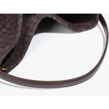 Suede Woven Hobo Bags for Women Slouchy Suede Shoulder Bag Crossbody Bag Commuter Bag Woven Purses Everyday Bag 2024