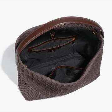 Suede Woven Hobo Bags for Women Slouchy Suede Shoulder Bag Crossbody Bag Commuter Bag Woven Purses Everyday Bag 2024