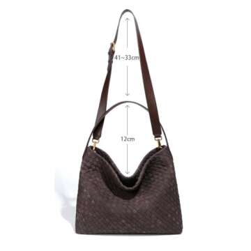 Suede Woven Hobo Bags for Women Slouchy Suede Shoulder Bag Crossbody Bag Commuter Bag Woven Purses Everyday Bag 2024